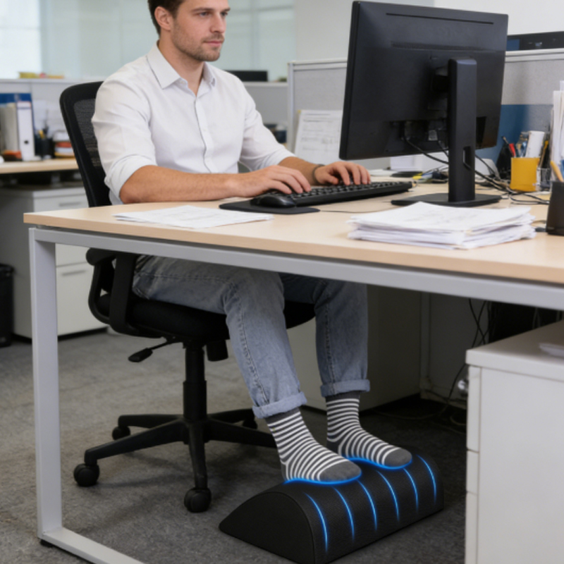 Footrest Under Desk - 1個 2in1 デスク下フットレスト 職場用 整形外科医推奨、調節可能なプレミアムデスク下フットレスト 人間工学に基づいたデスクフットレスト
