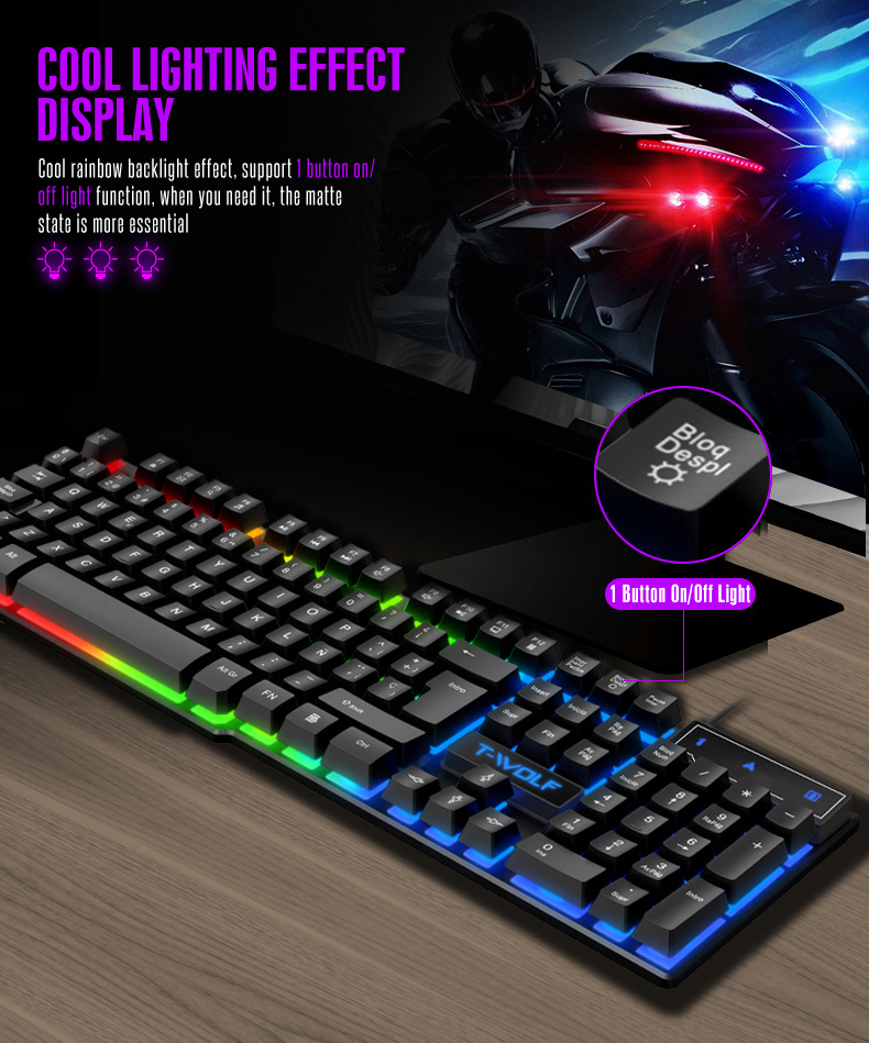 Esports Gaming Logo - eスポーツ向け、マルチメディアキーとWindowsロゴキーを搭載した、有線接続の光るゲーミングキーボード。