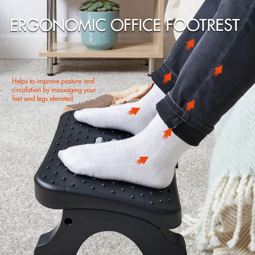 人間工学に基づいたデスク下フットレスト、マッサージローラー付 - Footrest Under Desk のレビューと価格